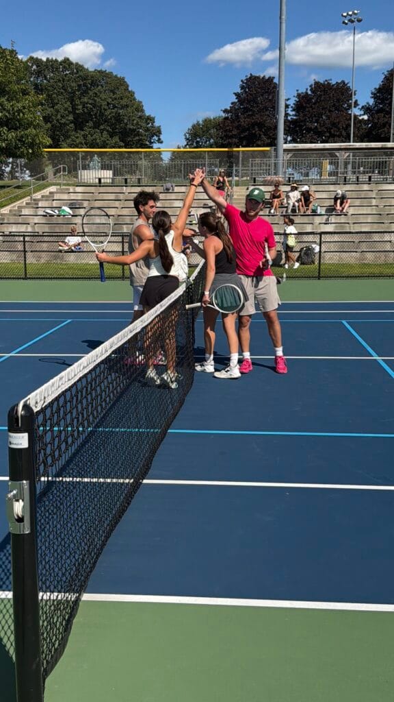 The mixed doubles finalists: Evan Vail, Sophie Sweet, Mason Spottek, and Julia Holtermann